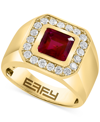 EFFY COLLECTION EFFY MEN'S LAB GROWN RUBY (8-1/8 CT. T.W.) & LAB GROWN DIAMOND (5/8 CT. T.W.) HALO RING IN 14K GOLD