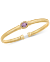 MACY'S AMETHYST (3/4 CT. T.W.) & WHITE TOPAZ (1/6 CT. T.W.) TUBOGAS BANGLE BRACELET IN 14K GOLD-PLATED STER