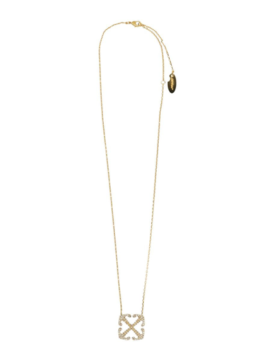 Off-white Arrow Pavé Pendant Necklace In Gold