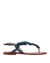 Maliparmi Malìparmi Woman Thong Sandal Blue Size 7 Textile Fibers