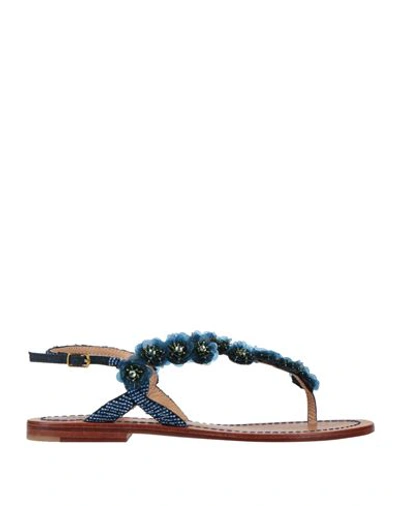 Maliparmi Malìparmi Woman Thong Sandal Blue Size 7 Textile Fibers