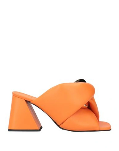 Jw Anderson Twist Leather Sandal In Orange