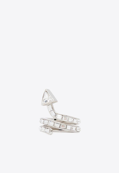 Chloé Thelma Ring Silver Size 6.75 100% Brass, Crystal