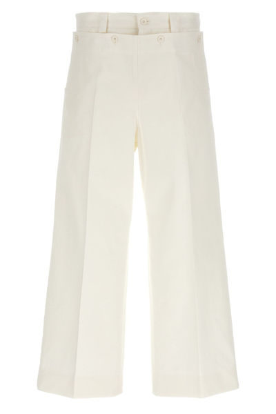 Dolce & Gabbana Panelled Twill Wide-leg Trousers In White