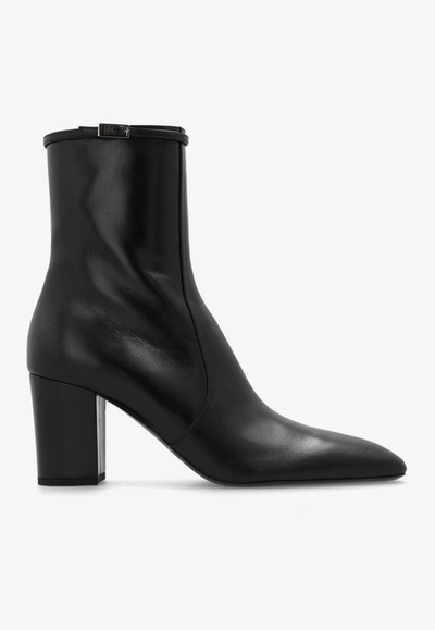 Saint Laurent Betty 70 Leather Ankle Boots In Black