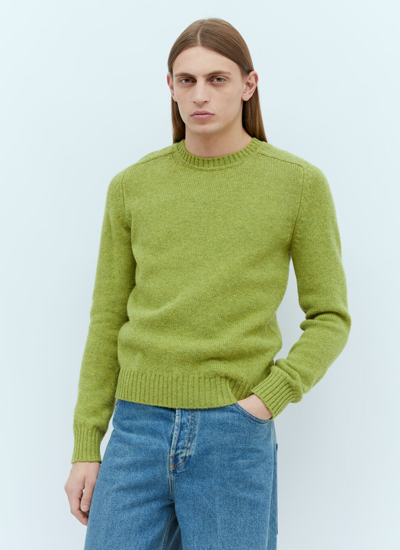 Gucci Men Logo Embroidery Wool Sweater In Green