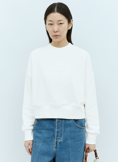 Gucci Women Interlocking G Zip-up Sweatshirt In White