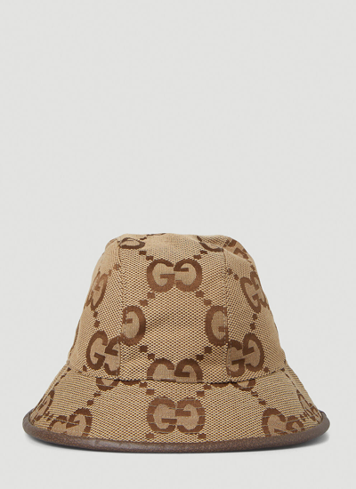 Gucci Jumbo Gg Bucket Hat In Cream