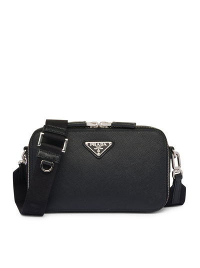 Prada Small Saffiano Leather Brique Bag In Black