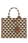 Prada Small Symbole Embroidered Fabric Handbag In Multicolor