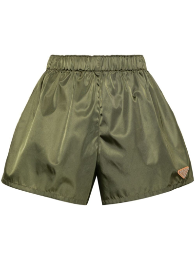 Prada Women Re-nylon Shorts In Green