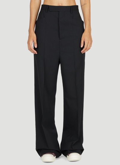 Rick Owens Wool High Rise Trousers In Black