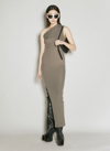 Rick Owens Off-white Rib Maxi Dress In Gray