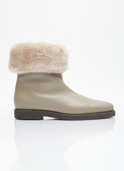 Totême Off-duty Faux Fur Ankle Boots In Grey