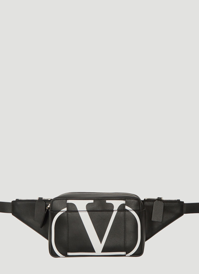 Valentino Garavani Valentino Men Go Logo Leather Belt Bag In Black