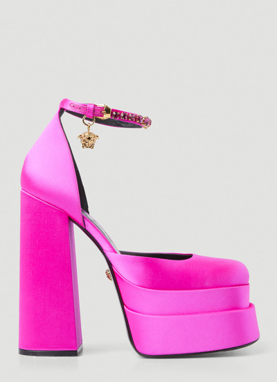 Versace Medusa Aevitas Platform Heels In Pink