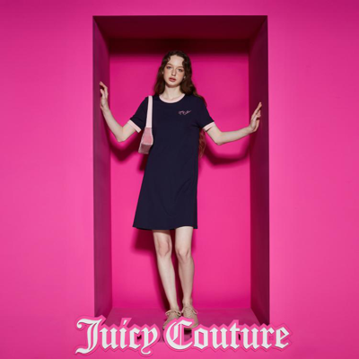 Juicy Couture 橘滋【】小美好撞色logo绣花短袖女式连衣裙 In Blue