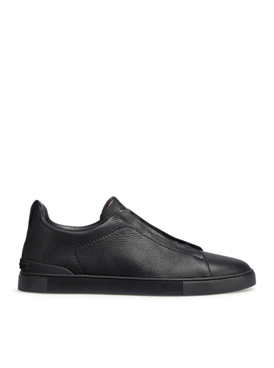 Zegna Low-top Slip-on Sneakers In Black