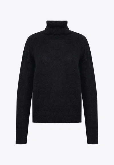 Saint Laurent Brushed Mohair-blend Turtleneck Sweater In Black
