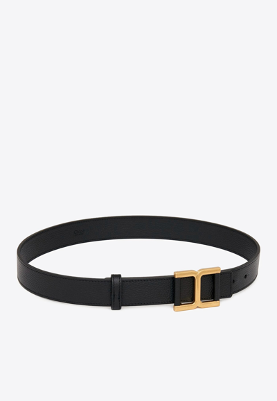 Chloé C-logo Leather Belt In Black