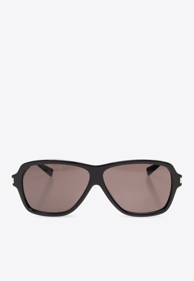 Saint Laurent Carolyn Aviator Sunglasses In Gray