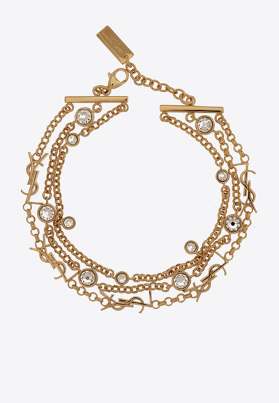 Saint Laurent Cassandre Multi-chain Bracelet In Gold