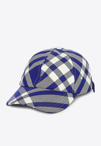 Burberry Check Print Baseball Cap In Blue