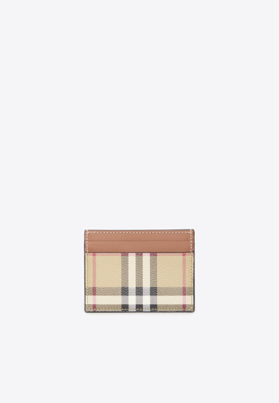 Burberry Check Print Cardholder In Beige