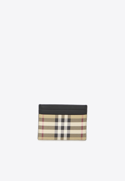Burberry Check Print Cardholder In Beige