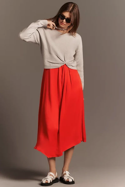 By Anthropologie The Gemini Twofer Sweater + Dress Set In Red