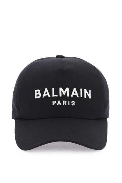 Balmain Logo Embroidered Baseball Cap In Negro