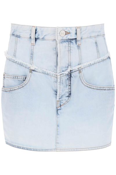Isabel Marant Pocketed Denim Mini Skirt In Light Blue