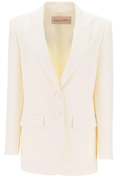 Valentino Silk And Wool-blend Crepe Blazer In White