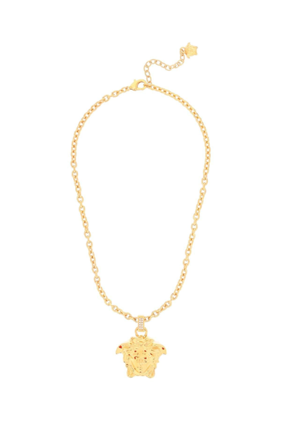 Versace La Medusa Necklace With Crystals In Gold
