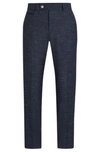 Hugo Boss Slim-fit Trousers In A Patterned Wool Blend In Dark Blue