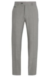 Hugo Boss Slim-fit Trousers In Wrinkle-resistant Melange Fabric In Silver