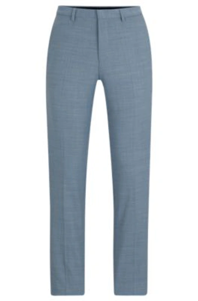 Hugo Extra-slim-fit Trousers In Patterned Performance-stretch Cloth In Blue