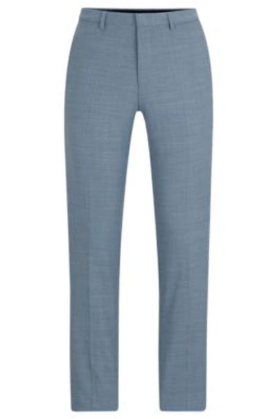 Hugo Boss Extra-slim-fit Trousers In Patterned Performance-stretch Cloth In Blue