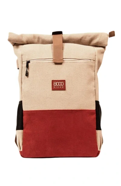 8000kicks Everyday Backpack In Beige/red