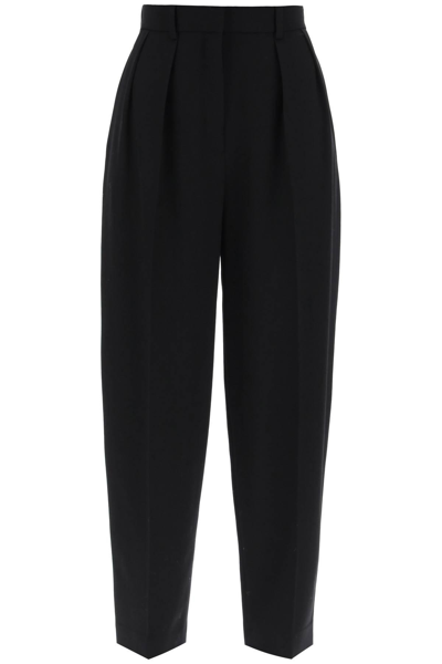 The Row Corby Pleated Wool-twill Pants In Black