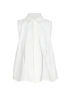 Sacai Layered Pleated Poplin Shirt In Off White