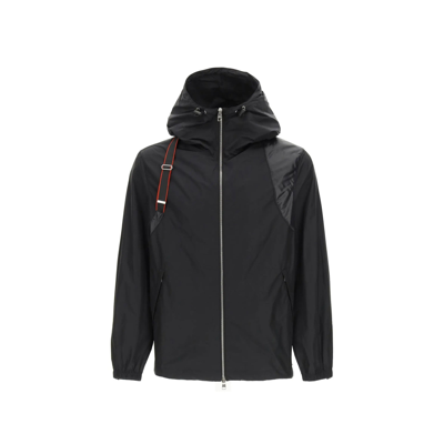 Alexander Mcqueen Hooded Windbreaker Jacket Male Black