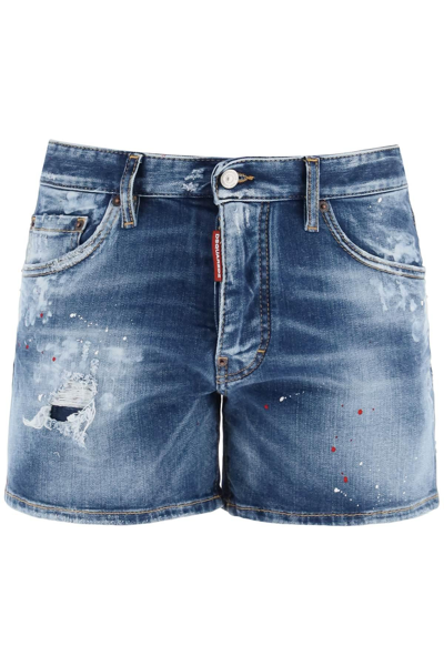 DSQUARED2 DSQUARED2 SEXY 70'S SHORTS IN WORN OUT BOOTY DENIM