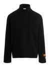 Heron Preston Black Turtleneck Pullover With Contrasting Logo Embroidery In Cotton Man In Black