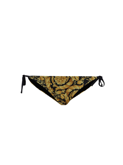 Versace Baroque Print Bikini Bottoms In Black