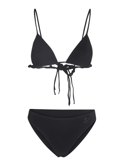 Jil Sander Embroidered Logo Bikini Set In Black