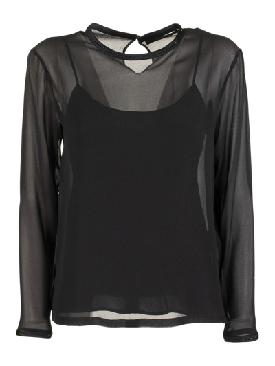 Max Mara Ferrara Silk Georgette Blouse In Black