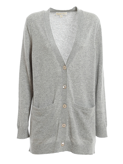 Michael Kors Cashmere Melange Cardigan In Grey