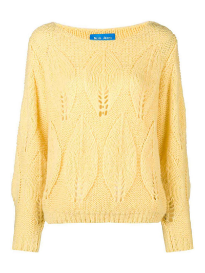 M.i.h. Jeans Lacey Leaf Knit Sweater In Yellow