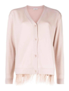 P.a.r.o.s.h Feather-trimmed Wool Cardigan In Beige
